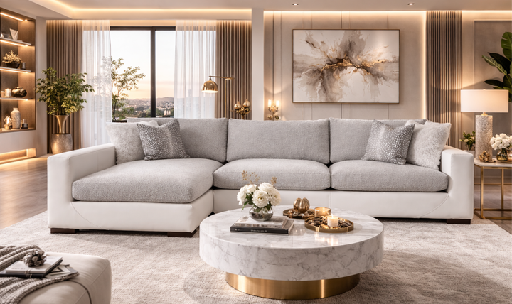 Universal Furniture Shelborne 2 Piece Fabric Sectional Sofa in Snow-Jennifer Furniture