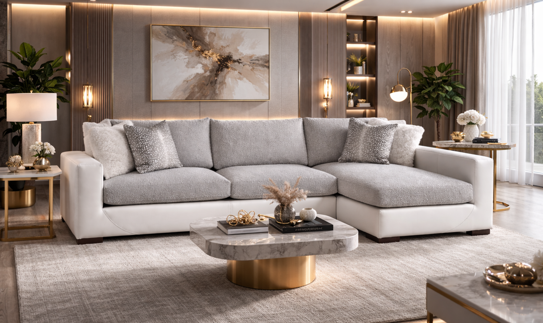 Universal Furniture Shelborne 2 Piece Fabric Sectional Sofa in Snow-Jennifer Furniture