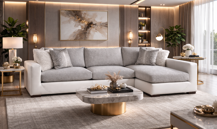 Universal Furniture Shelborne 2 Piece Fabric Sectional Sofa in Snow-Jennifer Furniture