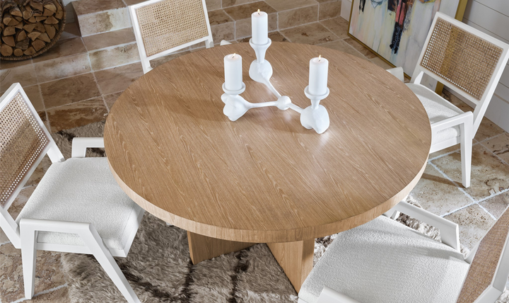 Universal Furniture Sonora White Fabric Arm Chair With Woven Cane Back