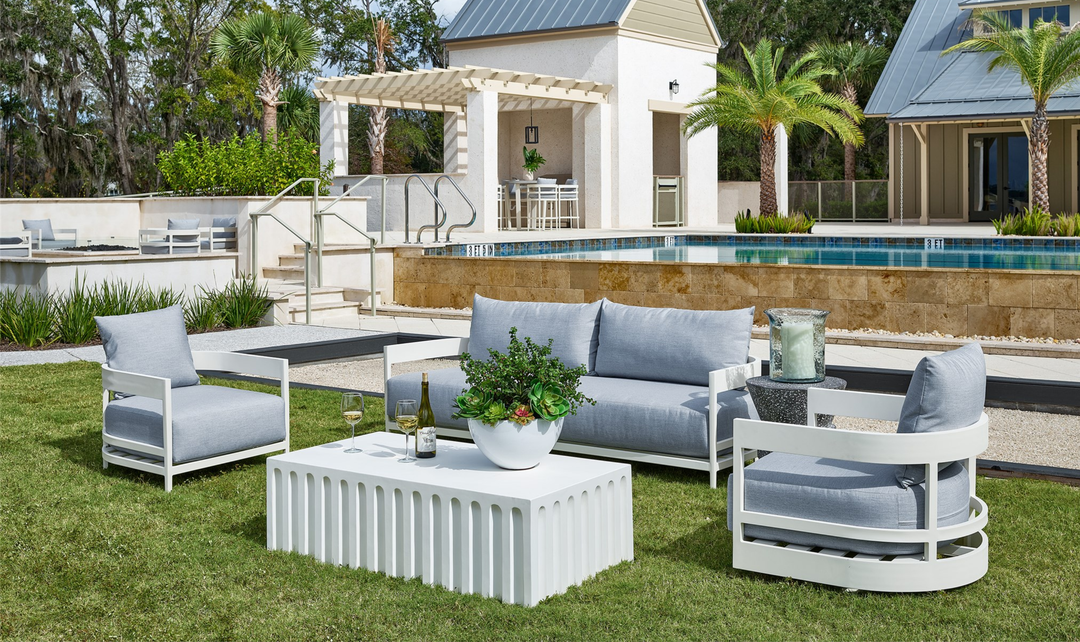 Universal Furniture South Beach Sofa With Light Gray Oversized Seat Cushions