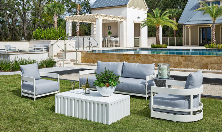 Universal Furniture South Beach Sofa With Light Gray Oversized Seat Cushions