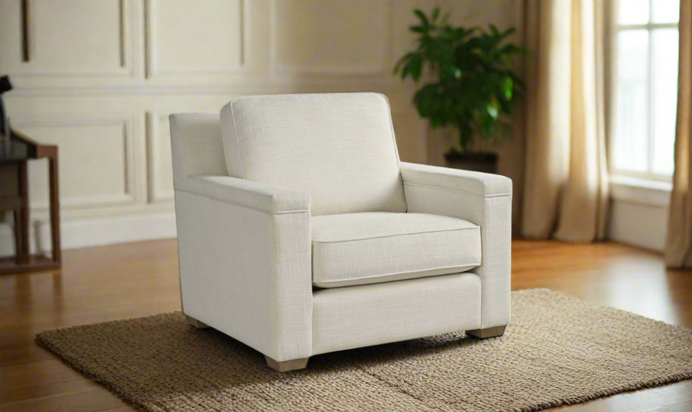 Universal Leah Fabric Chair in Beige with Boxed Legs-jennifer furniture