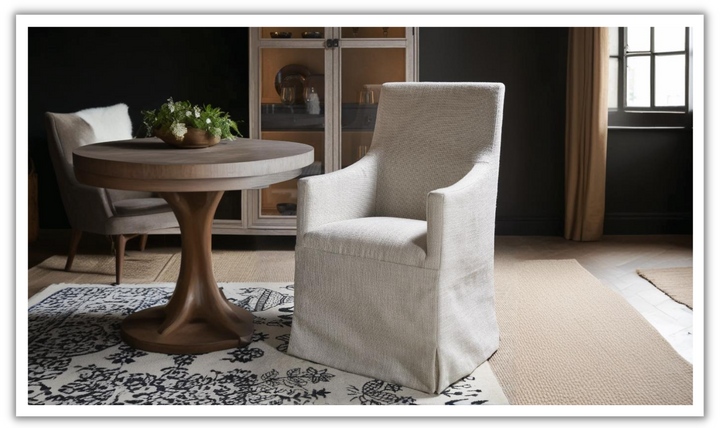 Universal Manning Slip Covered Chair With Upholstered Faux Slip-Covered