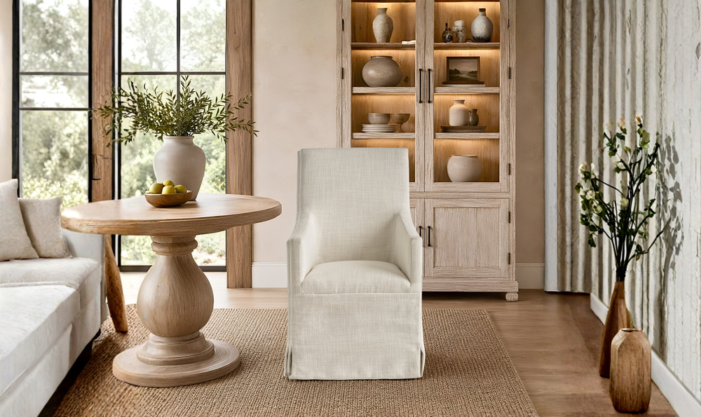 Universal Manning Slip Covered Chair With Upholstered Faux Slip-Covered-Jennifer Furniture