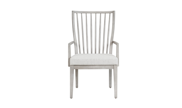 Universal Furniture Modern Farmhouse Bowen Wooden Arm Chair in Weathered Worn White