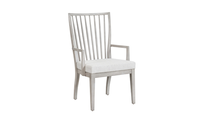 Universal Furniture Modern Farmhouse Bowen Wooden Arm Chair in Weathered Worn White