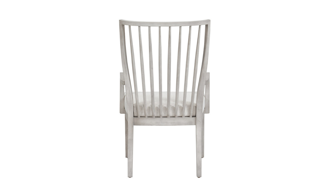 Universal Furniture Modern Farmhouse Bowen Wooden Arm Chair in Weathered Worn White