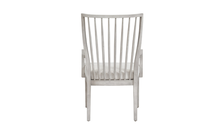 Universal Furniture Modern Farmhouse Bowen Wooden Arm Chair in Weathered Worn White