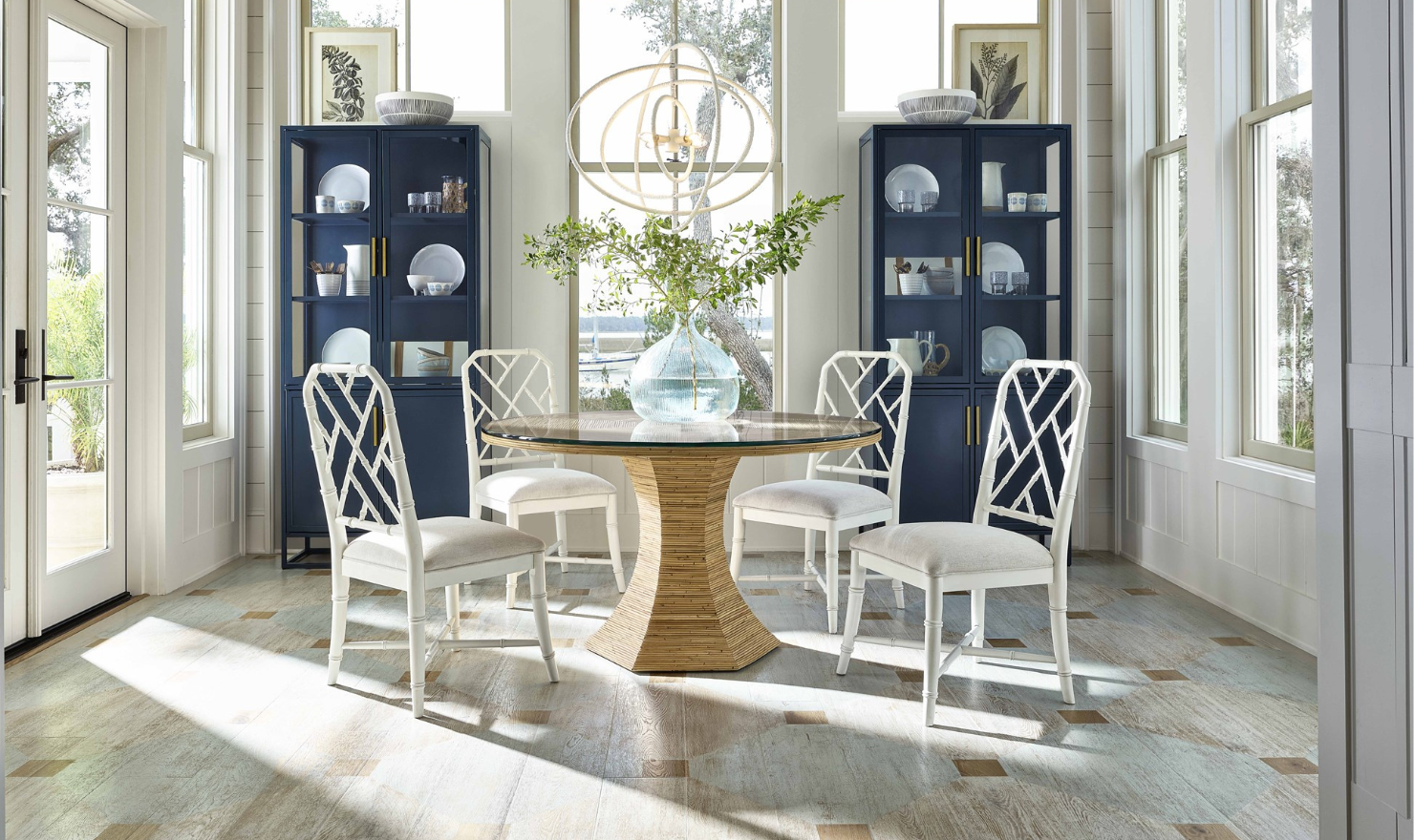 Universal Furniture Nantucket Round Dining Table in Natural Rattan Finish