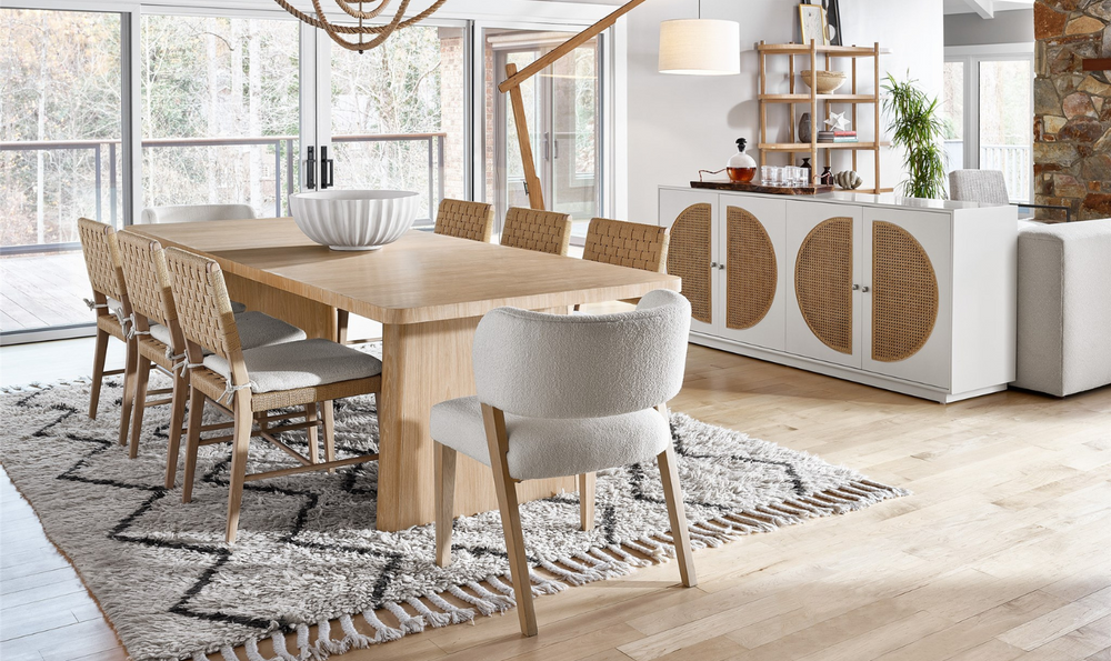 Universal Nomad Dining Table in White Oak Finish-jennifer furniture