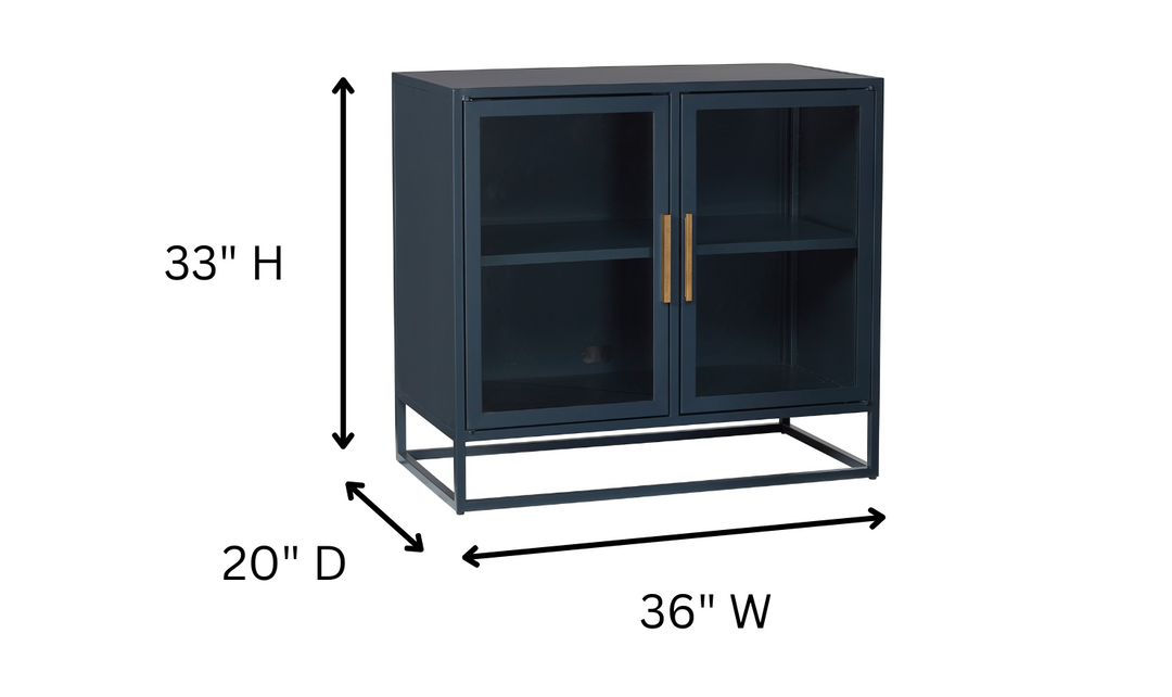 Universal Furniture Santorini Blue Metal Kitchen Cabinet with Clear Glass Doors