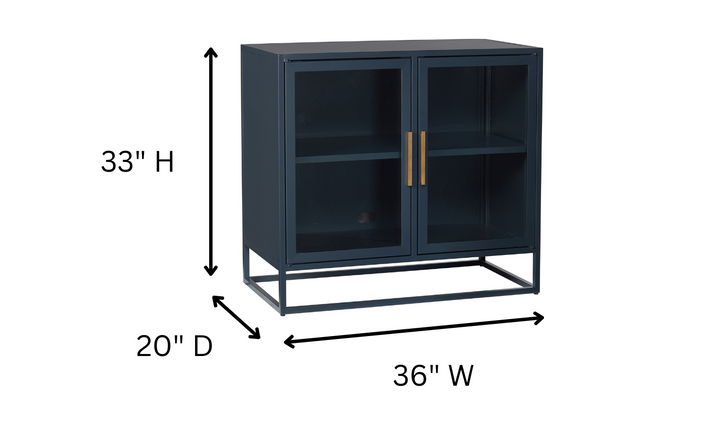Universal Furniture Santorini Blue Metal Kitchen Cabinet with Clear Glass Doors