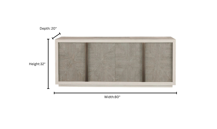 Universal Furniture Brinkley 4-door Wooden Brown Credenza with Two Adjustable Shelves
