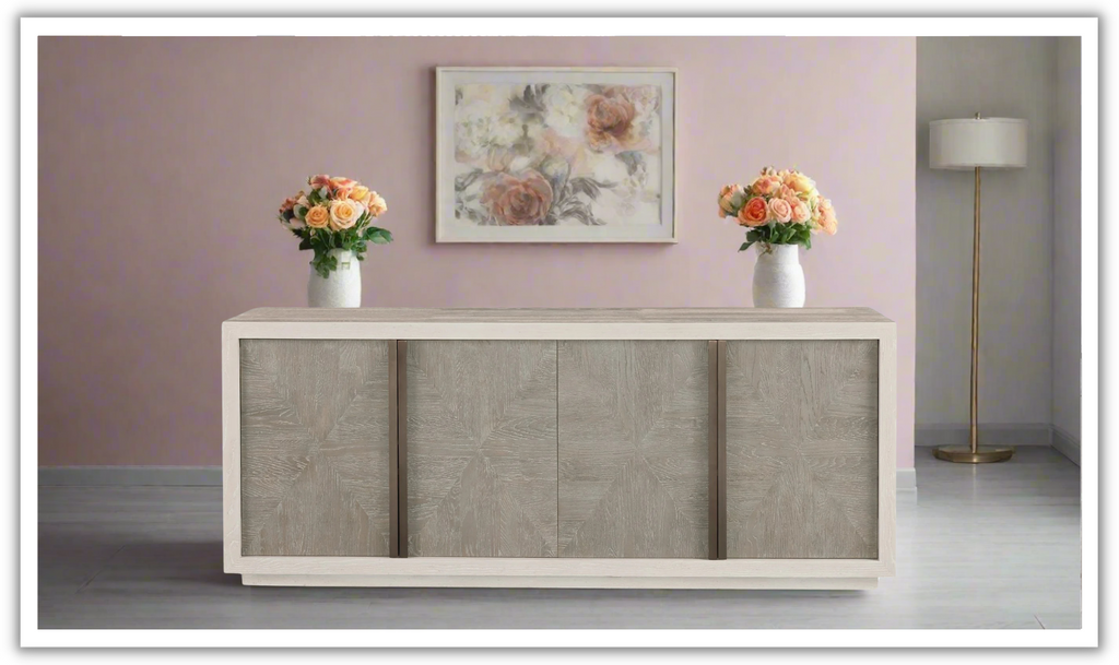 Universal Furniture Brinkley 4-door Wooden Brown Credenza with Two Universal Furniture Brinkley 4-door Wooden Brown Credenza with Two