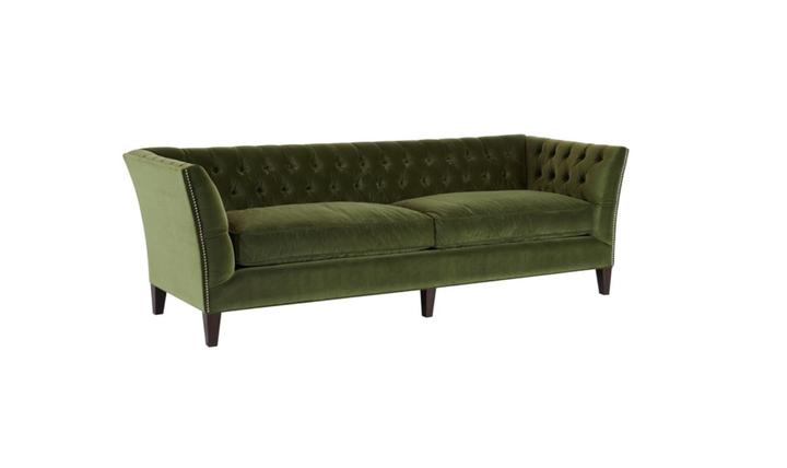 Universal Furniture Duncan 2-Seater Velvet Fabric Tufted Sofa in Green