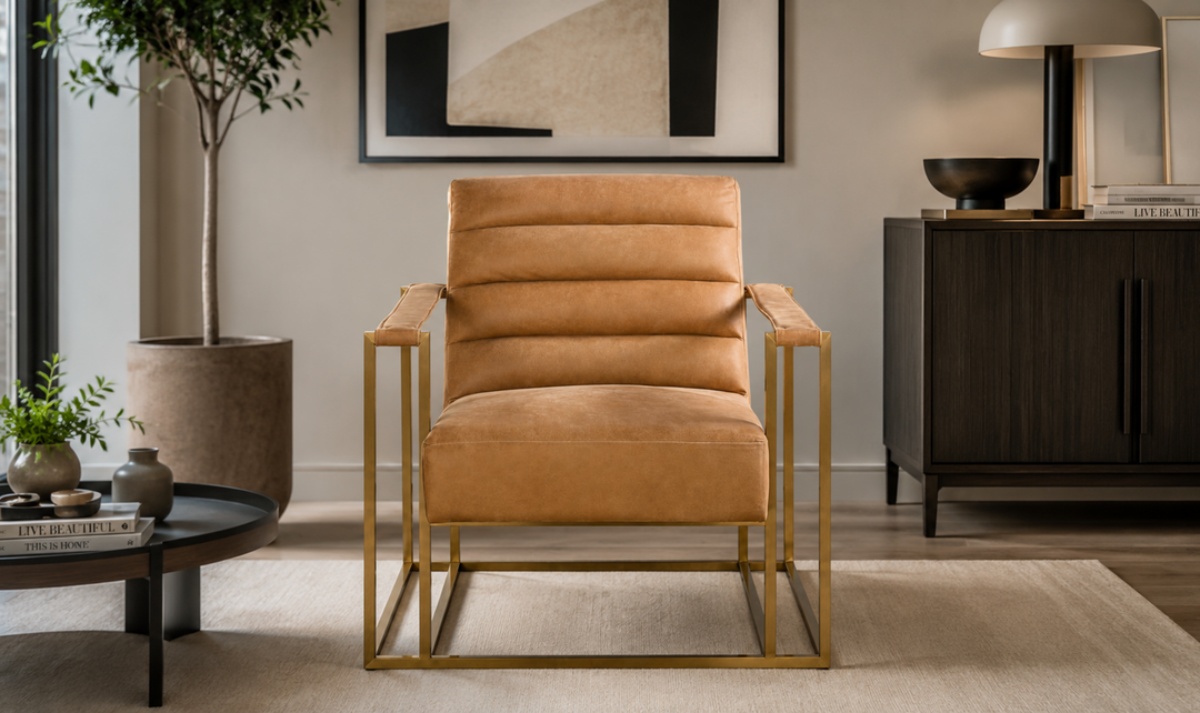 Universal Furniture Jensen Sandstone Leather Accent Chair-Jennifer Furniture