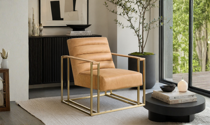 Universal Furniture Jensen Sandstone Leather Accent Chair-Jennifer Furniture