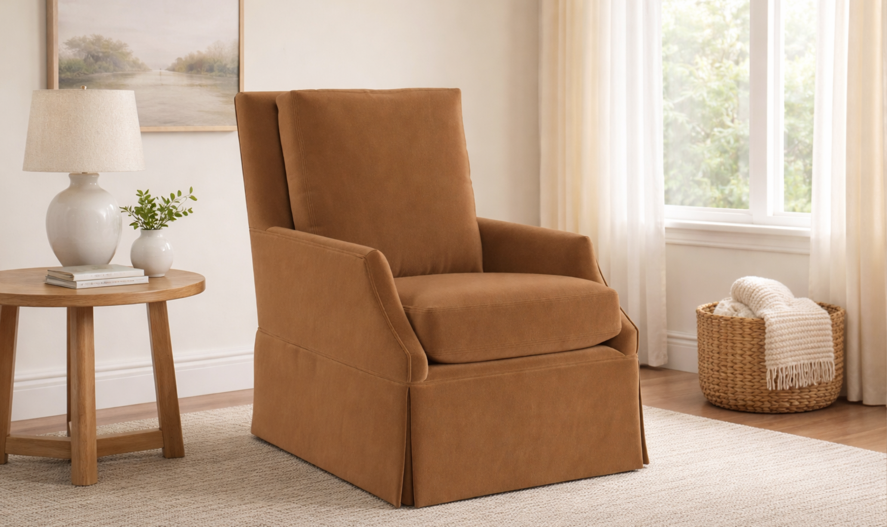 Universal Furniture Jocelyn Swivel Glider Fabric Chair in Brown