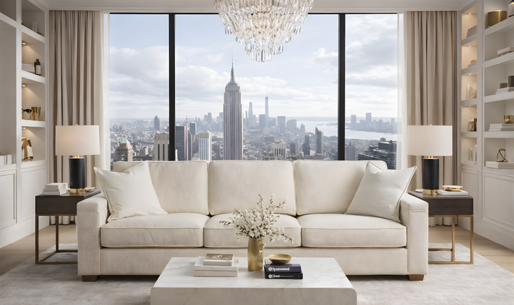 Universal Furniture Leah 3-Seater Fabric Sofa in Beige