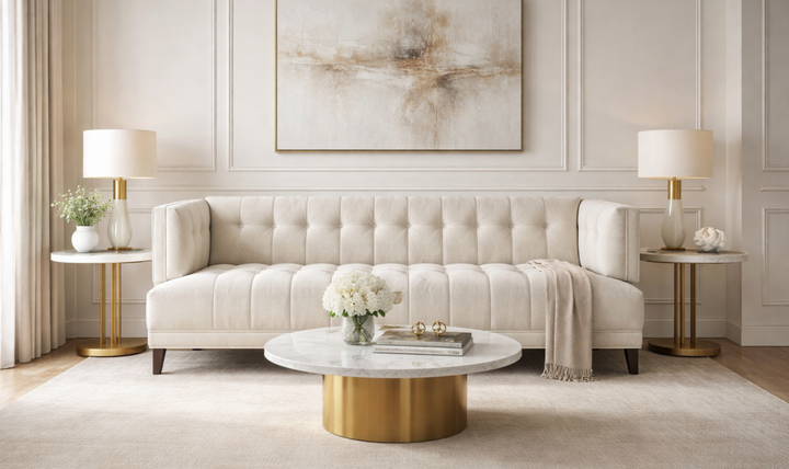 Universal Furniture Paxton 3-Seater Ivory Fabric  Sofa