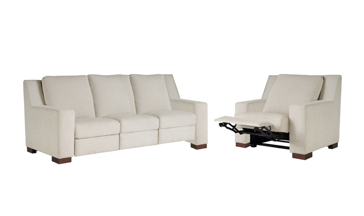 Universal Furniture Rhodes Fabric Power Recliner Living Room Set in Snow