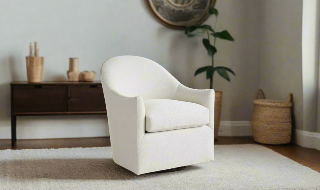 Universal Furniture Roscoe Swivel Chair in White- Jennifer Furniture