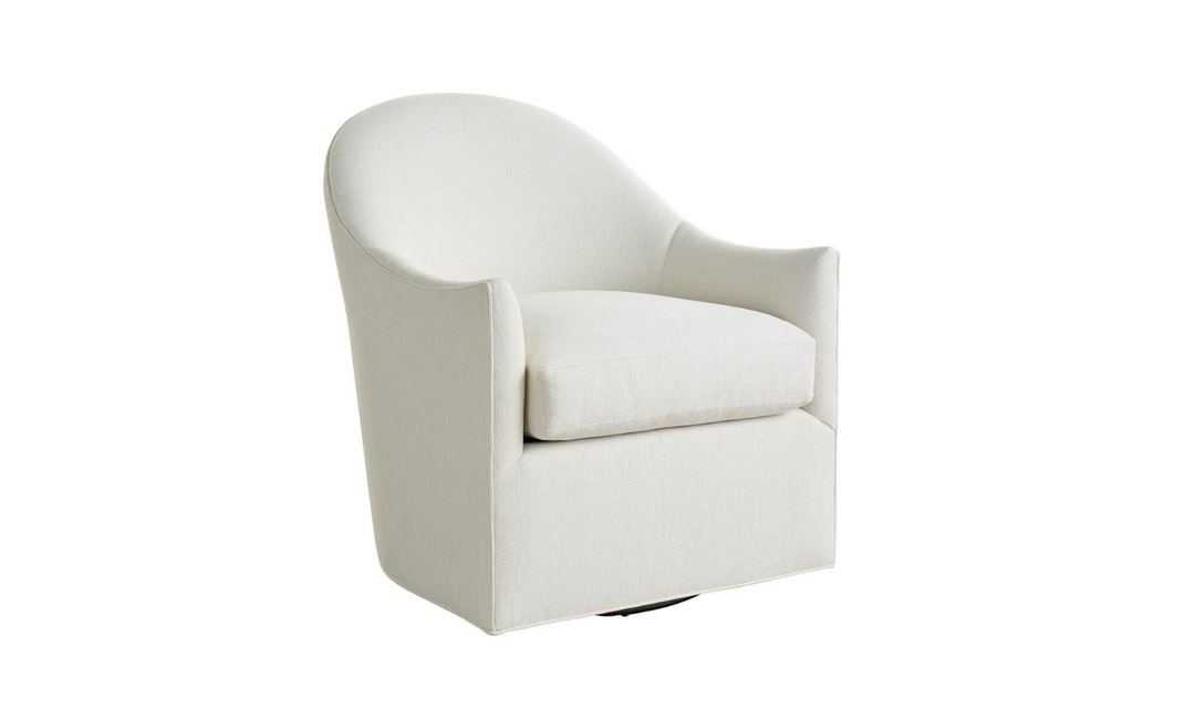 Universal Furniture Roscoe Fabric White Curved Back Swivel Chair