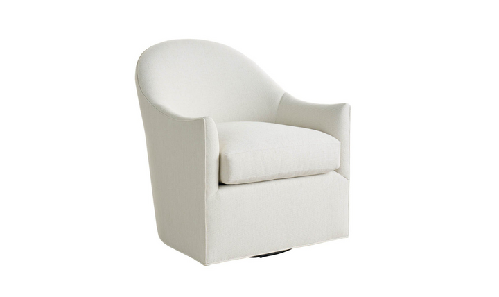 Universal Furniture Roscoe Fabric White Curved Back Swivel Chair