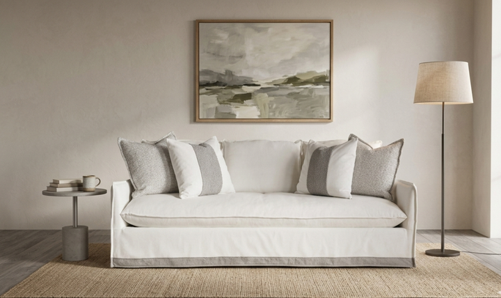 Universal Furniture Siesta Key Stationary Fabric Sofa in White