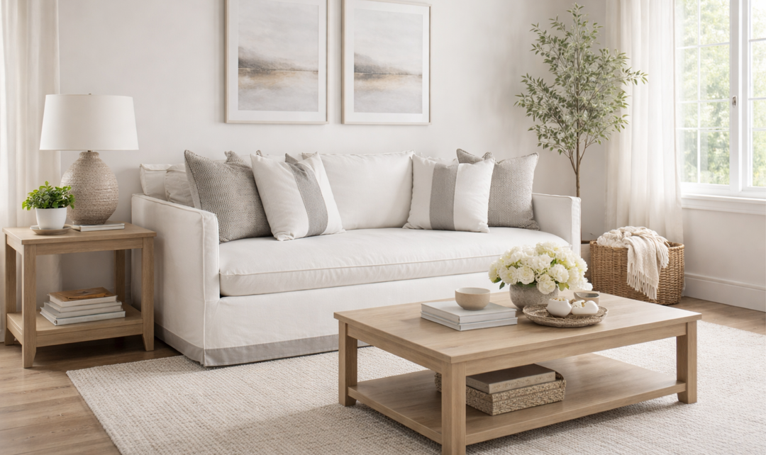 Universal Furniture Siesta Key Stationary Fabric Sofa in White