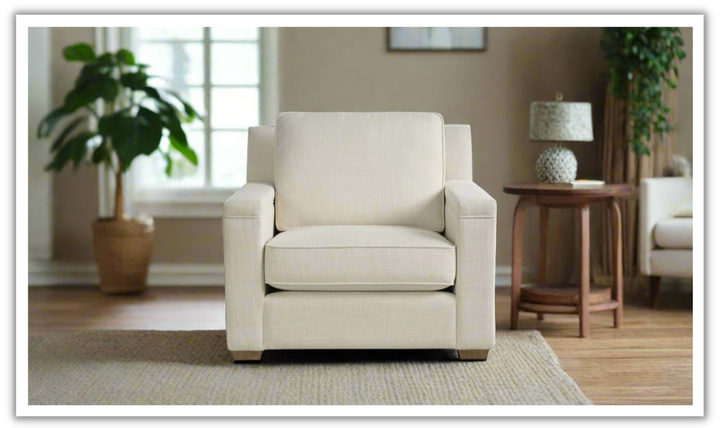 Universal Leah Fabric Chair in Beige with Boxed Legs-jennifer furniture