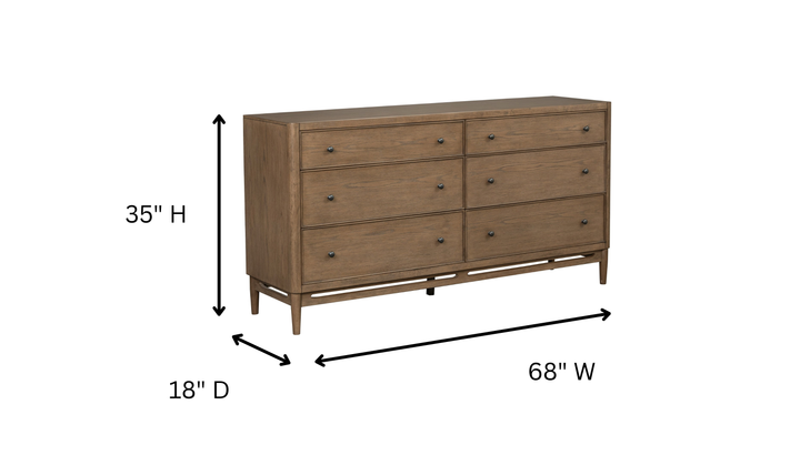 Flexsteel Verona Brown Wooden 6-Drawer Dresser