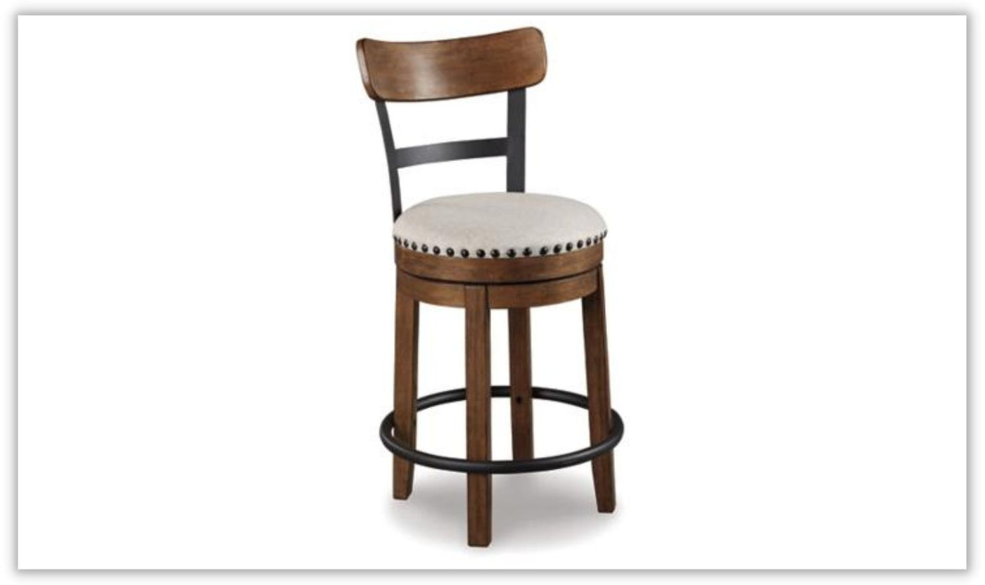 Valebeck Counter Height Wooden Bar Stool with Curved Back
