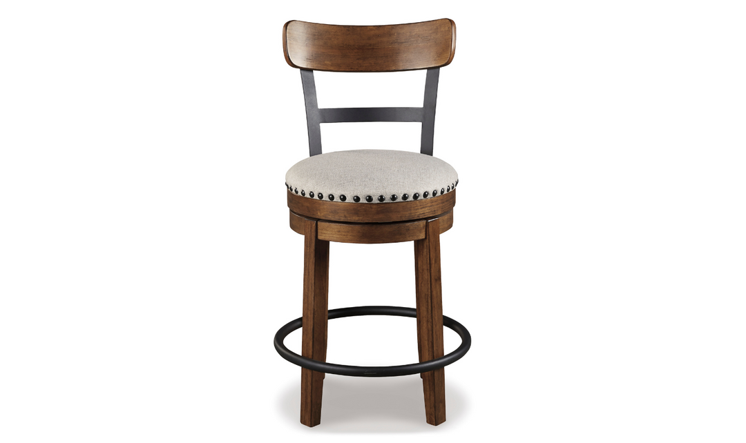 Valebeck Counter Height Wooden Bar Stool with Curved Back
