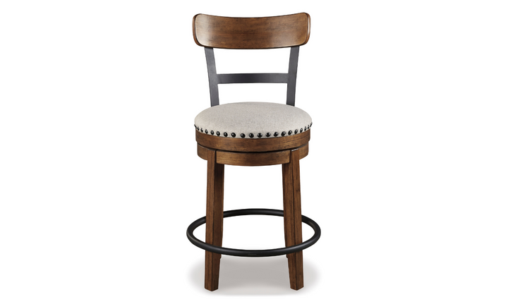 Valebeck Counter Height Wooden Bar Stool with Curved Back