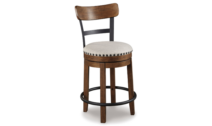 Valebeck Counter Height Wooden Bar Stool with Curved Back