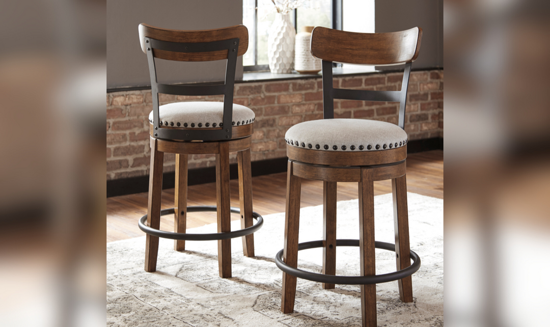 Valebeck Counter Height Wooden Bar Stool with Curved Back