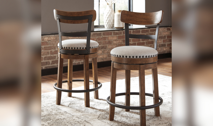 Valebeck Counter Height Wooden Bar Stool with Curved Back