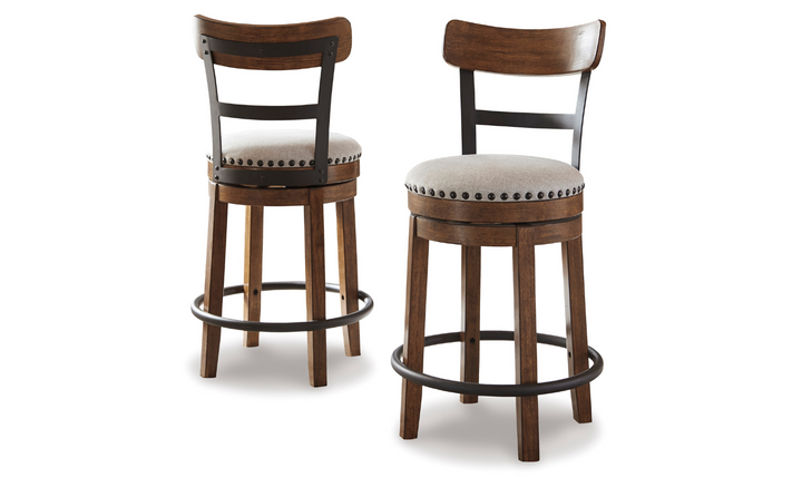 Valebeck Counter Height Wooden Bar Stool with Curved Back