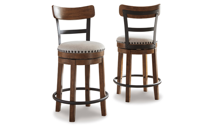 Valebeck Counter Height Wooden Bar Stool with Curved Back