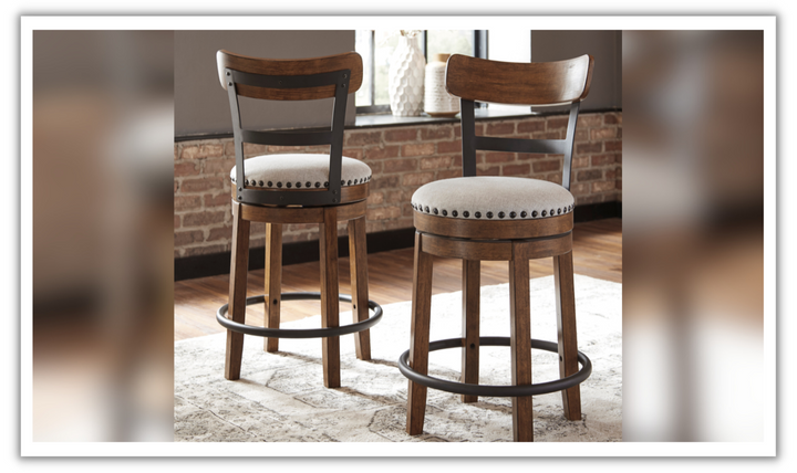 Valebeck Counter Height Wooden Bar Stool with Curved Back