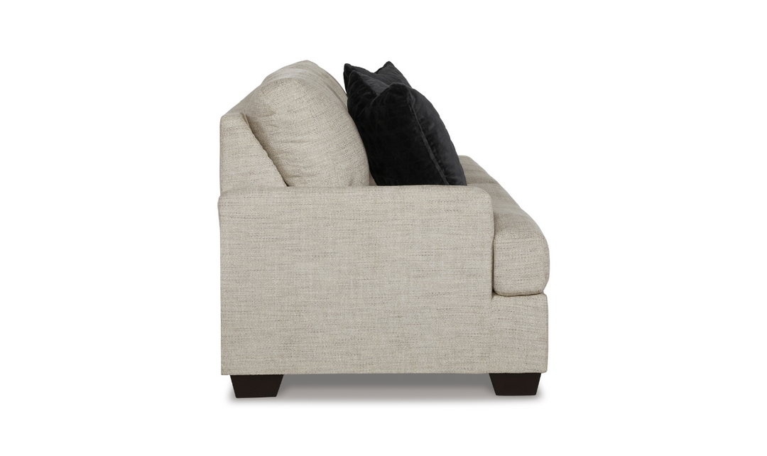 Vayda 2-Seater Pebble Fabric Sofa With Fur Accent Pillows-Jennifer Furniture