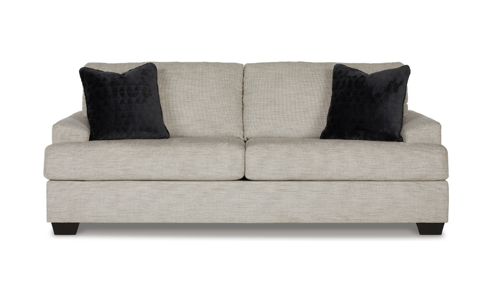 Vayda 2-Seater Pebble Fabric Sofa With Fur Accent Pillows-Jennifer Furniture
