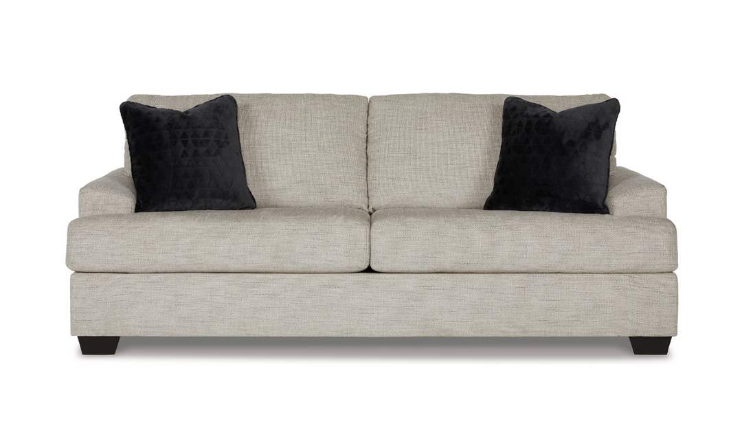 Vayda 2-Seater Pebble Fabric Sofa With Fur Accent Pillows-Jennifer Furniture