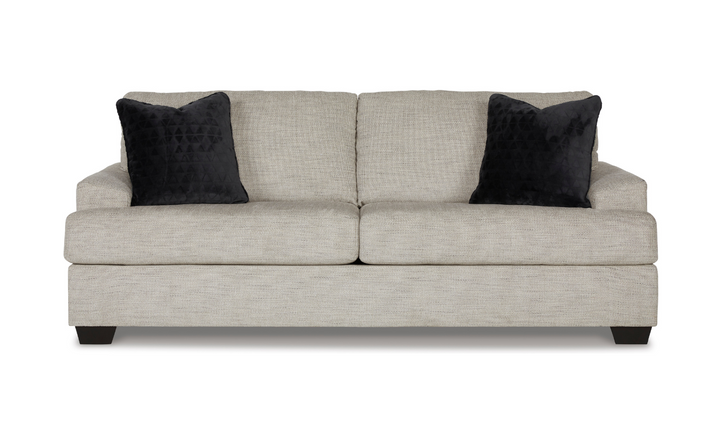 Vayda 2-Seater Pebble Fabric Sofa With Fur Accent Pillows-Jennifer Furniture