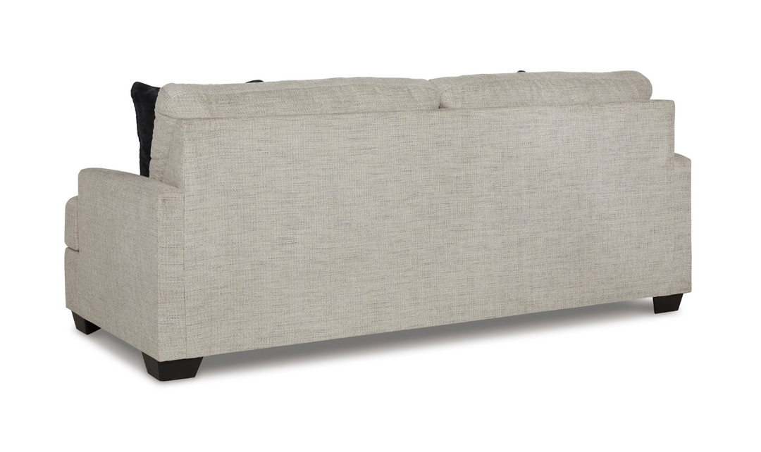 Vayda 2-Seater Pebble Fabric Sofa With Fur Accent Pillows-Jennifer Furniture