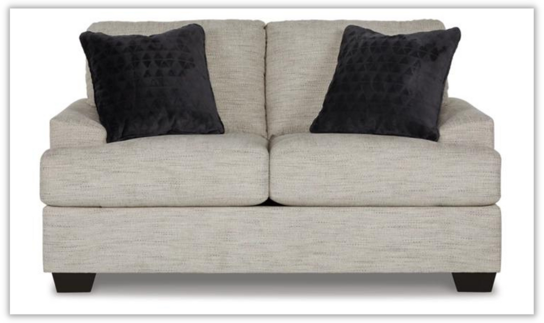 Vayda Stationary Fabric Living Room Set With Fur Accent Pillows