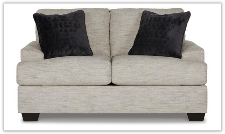 Vayda Stationary Fabric Living Room Set With Fur Accent Pillows