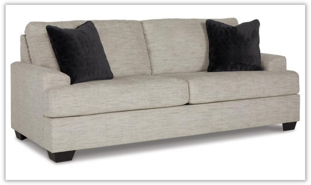 Vayda 87" Fabric Sofa With Fur Accent Pillows
